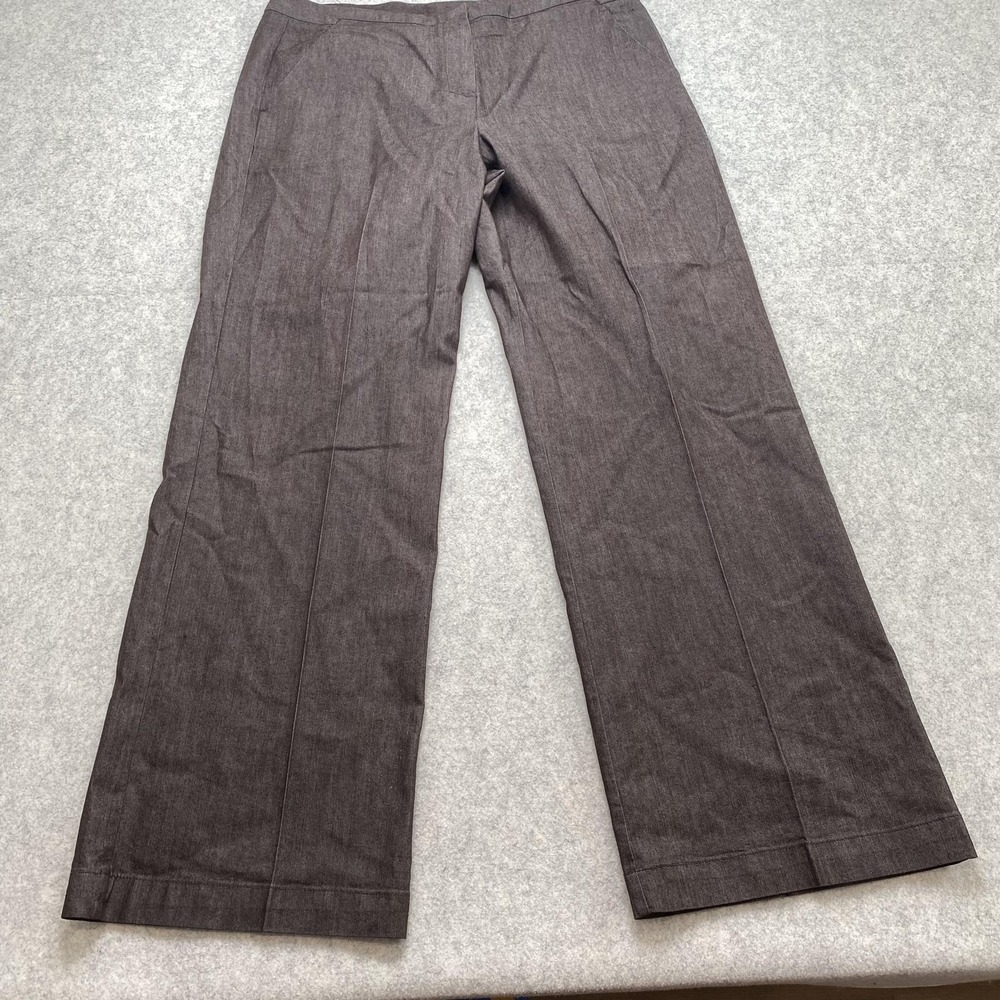 Larry Levine Dress Pants Womens 14 (36x31) Brown Twill Classic Straight Stretch